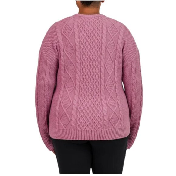 NEW Kersh Merino Wool Cable Knit Sweater | Pink - Picture 4 of 9